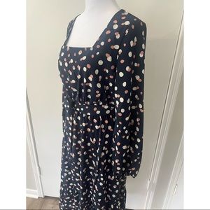Peony Alley | Summer Midi Polka Dot Navy Blue Dress NWOT